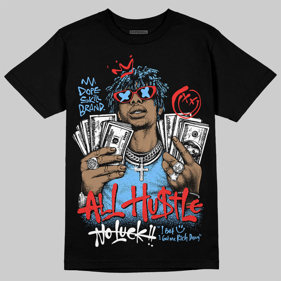 University Blue 'All Hustle No Luck' DopeSkill Graphic T-Shirt