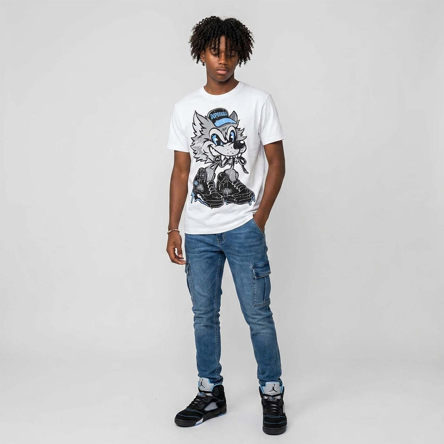 Black University Blue 5s DopeSkill T-Shirt Wolf Grey 5s Graphic