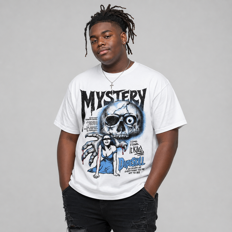 Black University Blue 5s DopeSkill T-Shirt Mystery Ghostly Grasp Graphic