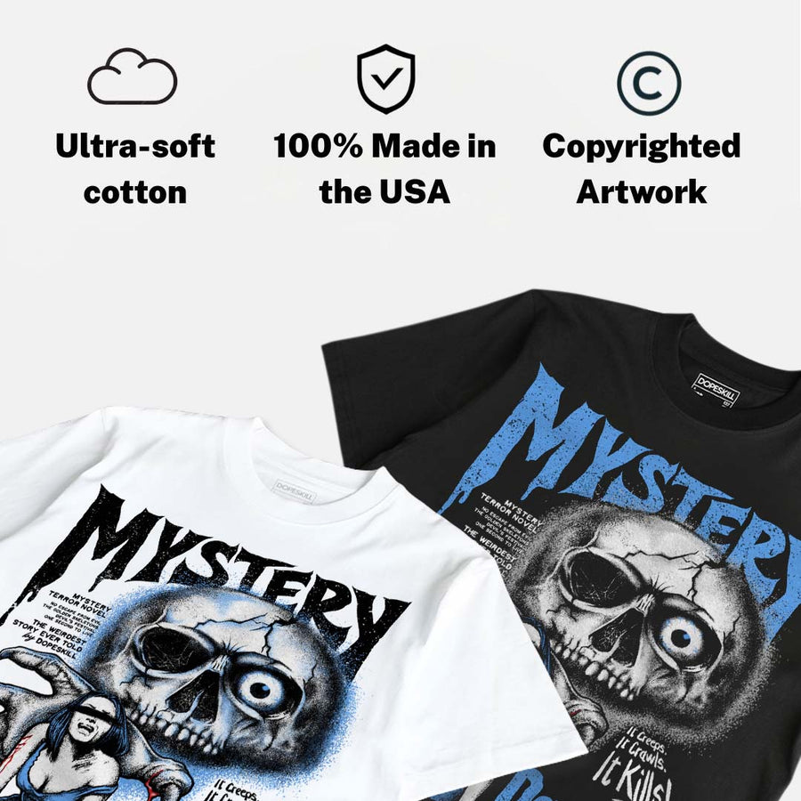Black University Blue 5s DopeSkill T-Shirt Mystery Ghostly Grasp Graphic