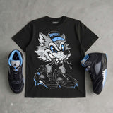 Black University Blue 5s DopeSkill T-Shirt Wolf Grey 5s Graphic