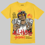 Yellow 'All Hustle No Luck' DopeSkill Graphic T-Shirt