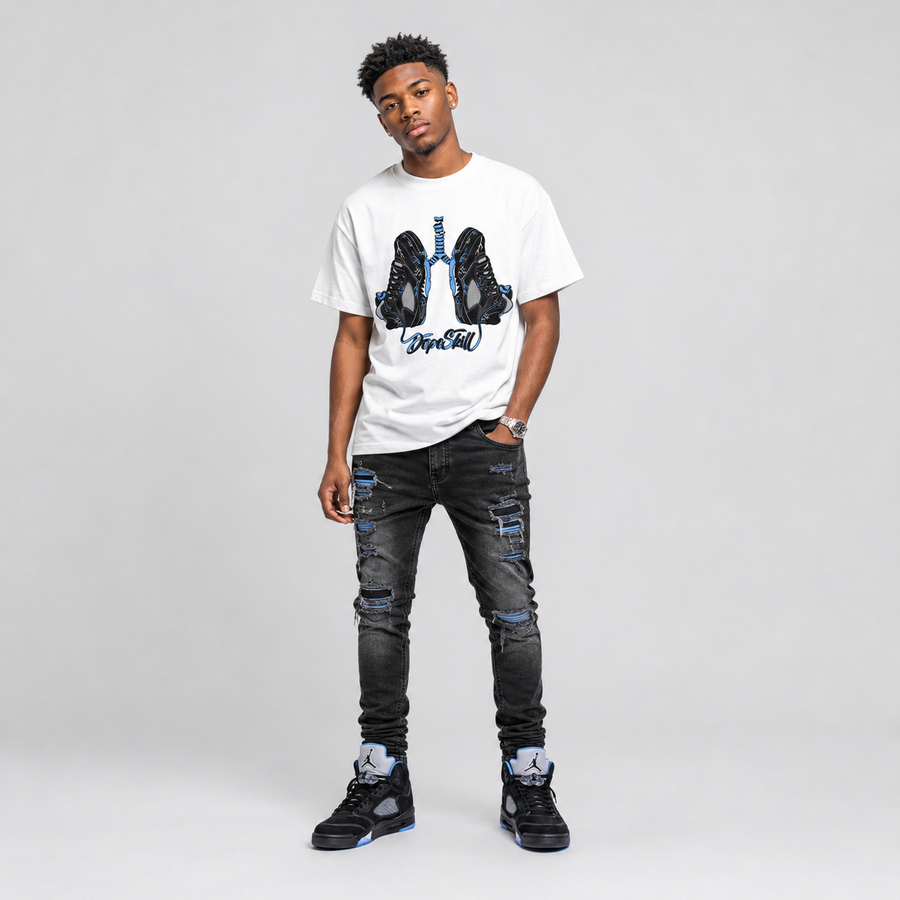 Black University Blue 5s DopeSkill T-Shirt Breathe Graphic