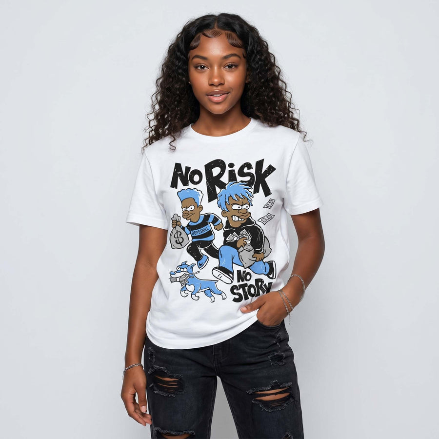 Black University Blue 5s DopeSkill T-Shirt No Risk No Story Graphic