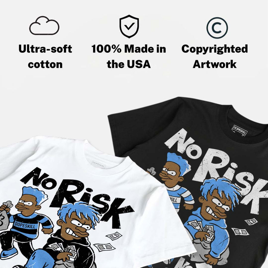 Black University Blue 5s DopeSkill T-Shirt No Risk No Story Graphic