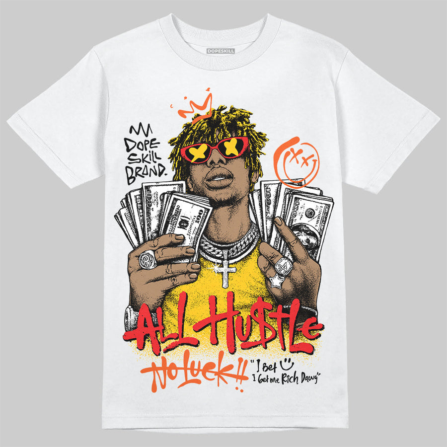 Yellow 'All Hustle No Luck' DopeSkill Graphic T-Shirt