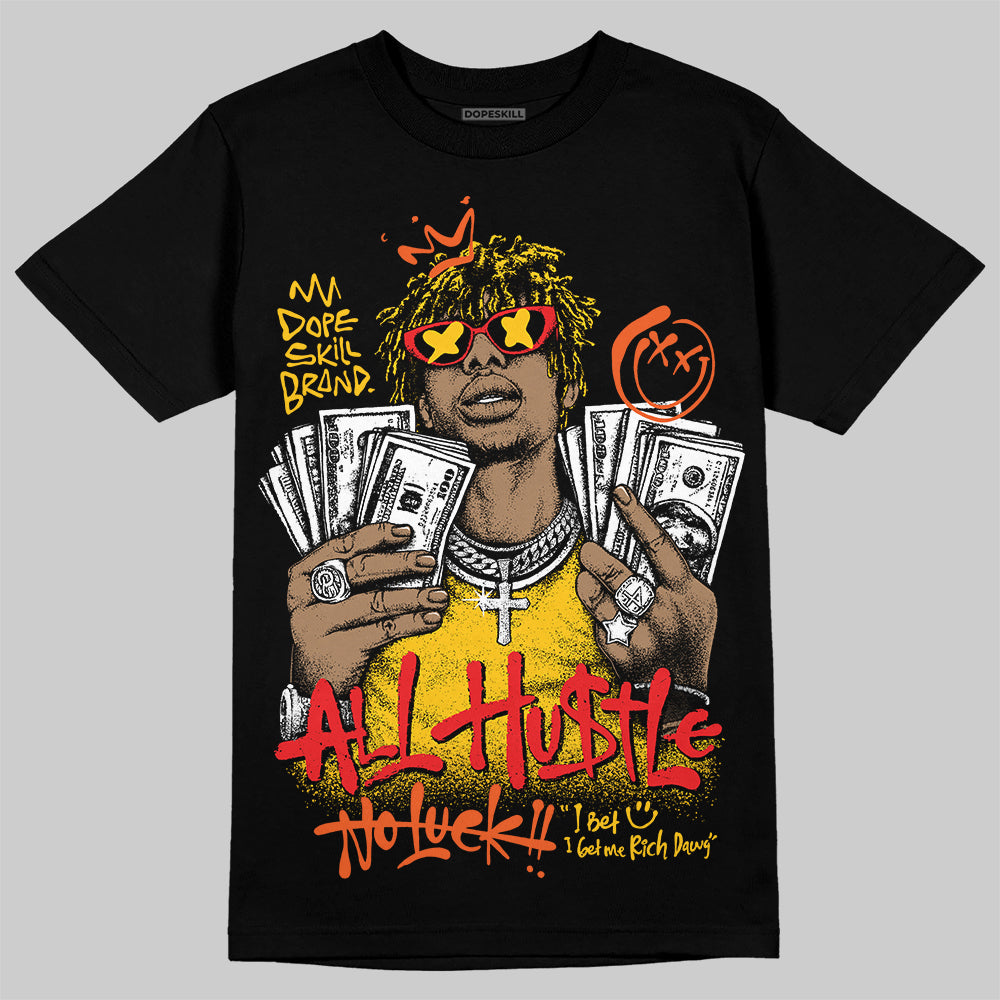 Yellow 'All Hustle No Luck' DopeSkill Graphic T-Shirt