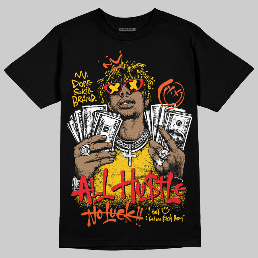 Yellow 'All Hustle No Luck' DopeSkill Graphic T-Shirt