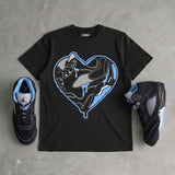 Black University Blue 5s DopeSkill T-Shirt Heart Jordan 5 Graphic