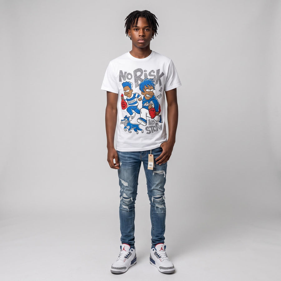 “True Blue” 3s DopeSkill T-Shirt No Risk No Story Graphic
