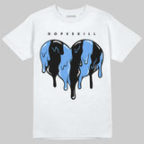 Black University Blue 5s DopeSkill T-Shirt Slime Drip Heart Graphic