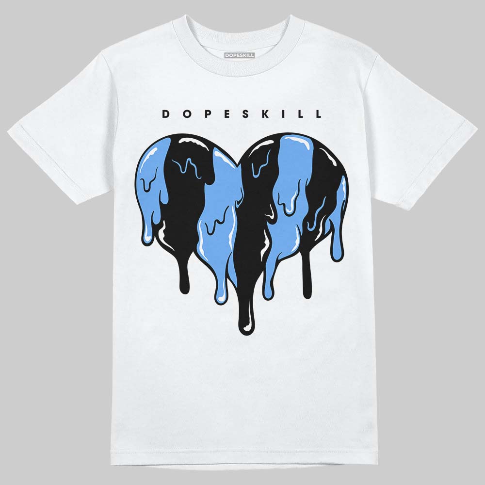 Black University Blue 5s DopeSkill T-Shirt Slime Drip Heart Graphic