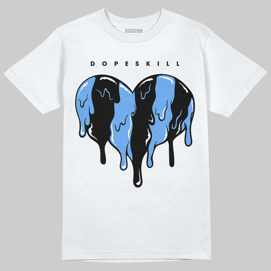 Black University Blue 5s DopeSkill T-Shirt Slime Drip Heart Graphic