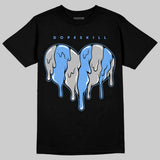 Black University Blue 5s DopeSkill T-Shirt Slime Drip Heart Graphic