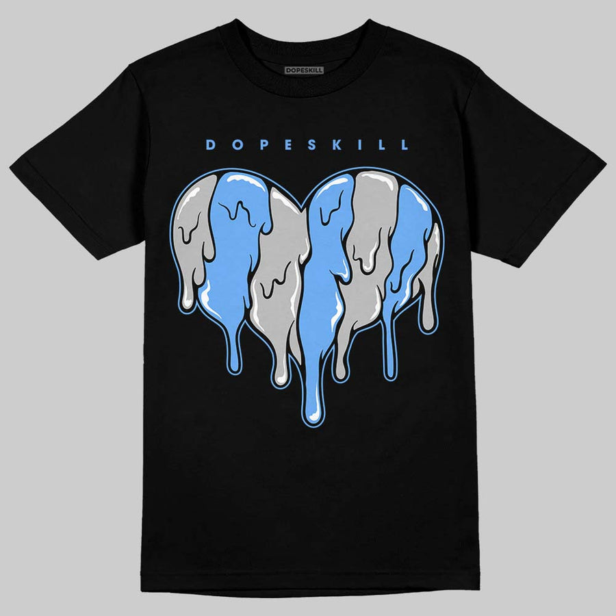 Black University Blue 5s DopeSkill T-Shirt Slime Drip Heart Graphic