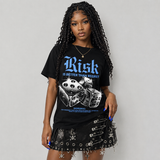Black University Blue 5s DopeSkill T-Shirt Risk Is Better Than Regret Graphic