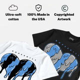 Black University Blue 5s DopeSkill T-Shirt Slime Drip Heart Graphic