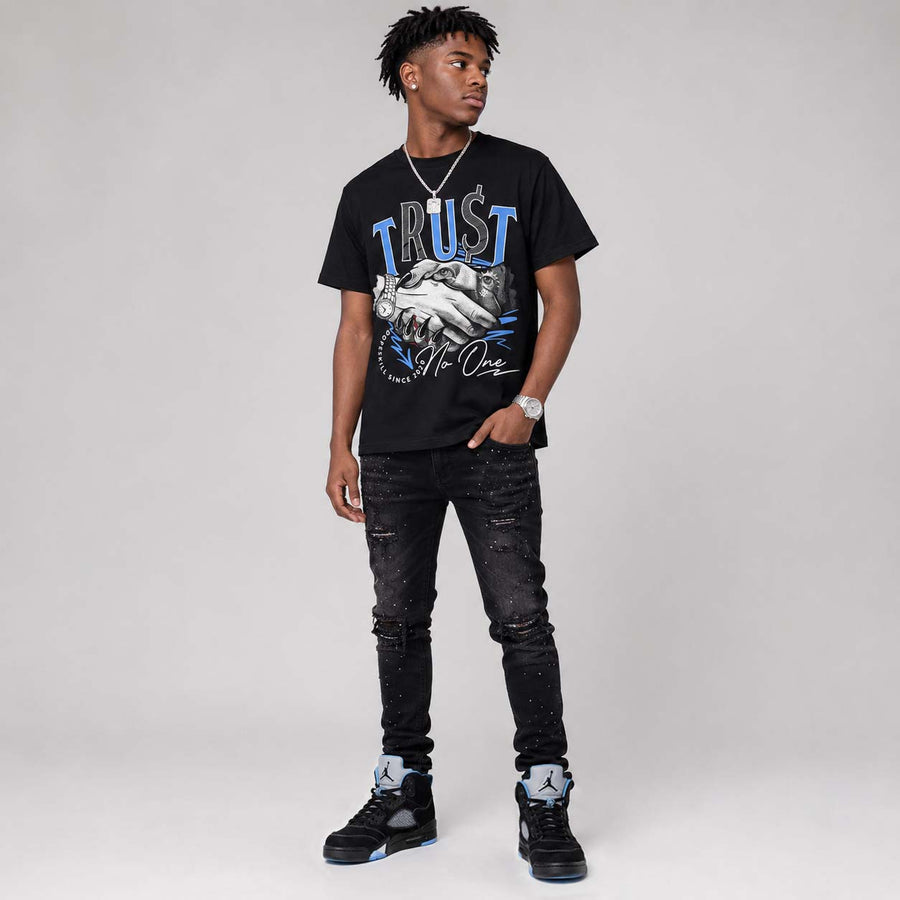 Black University Blue 5s DopeSkill T-Shirt Trust No One Graphic
