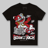 Fire Red “Black Tongue” 5s DopeSkill Toddler Kids T-shirt Born To Be Rich Graphic