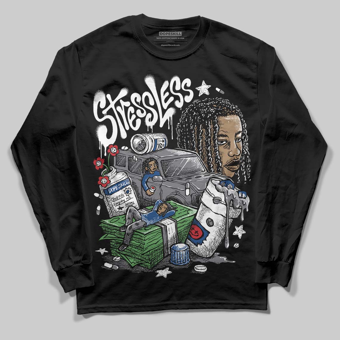 Flint Grey 9s DopeSkill Long Sleeve T-Shirt Stressless Graphic