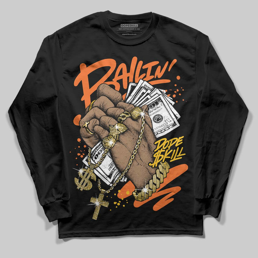 Orange Black White DopeSkill Long Sleeve T-Shirt Always Ballin' Graphic
