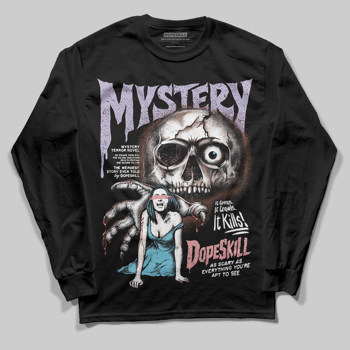 Harris Tweed x Denim Turquoise Dunk DopeSkill Long Sleeve T-Shirt Mystery Ghostly Grasp Graphic