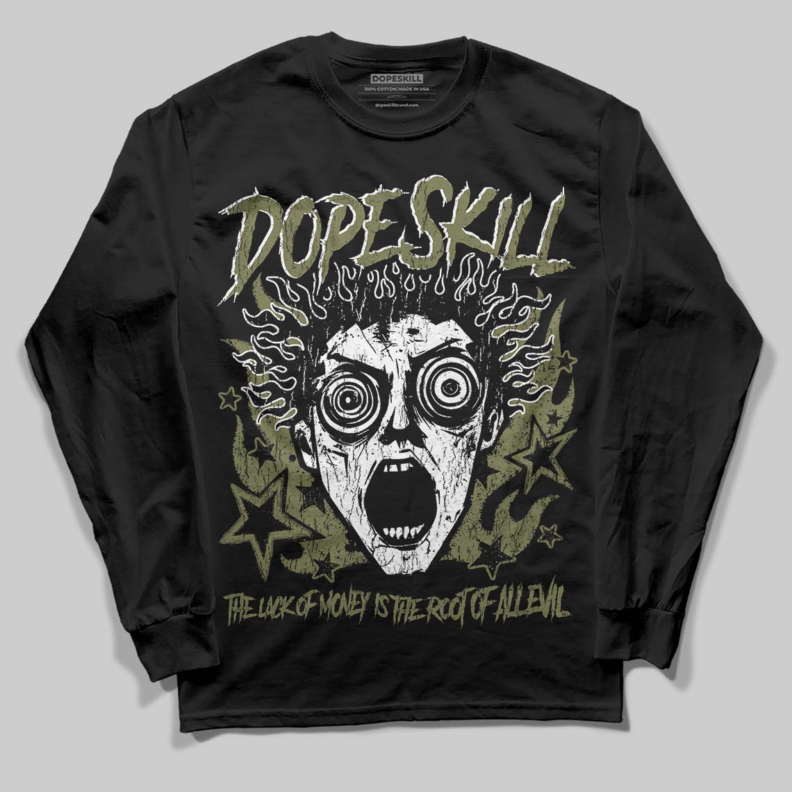 Olive Collection DopeSkill Long Sleeve T-Shirt Root of Evil Graphic
