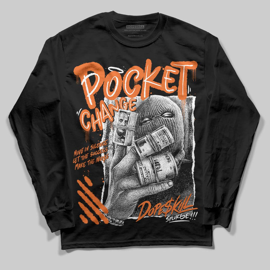 Orange Black White DopeSkill Long Sleeve T-Shirt Pocket Change Graphic
