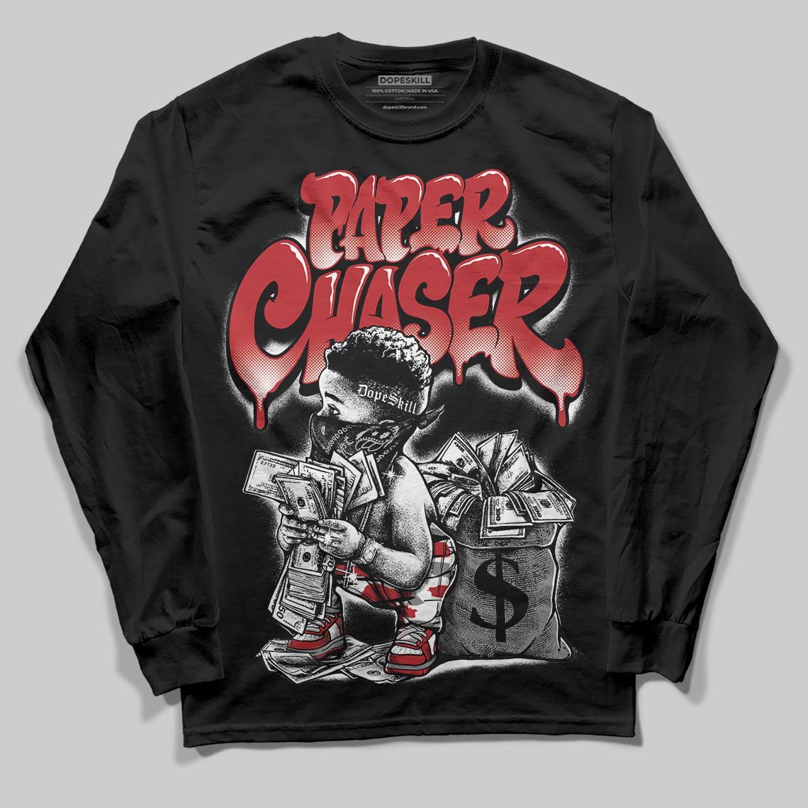 Bugs Bunny 8s DopeSkill Long Sleeve T-Shirt Paper Chaser Boy Graphic