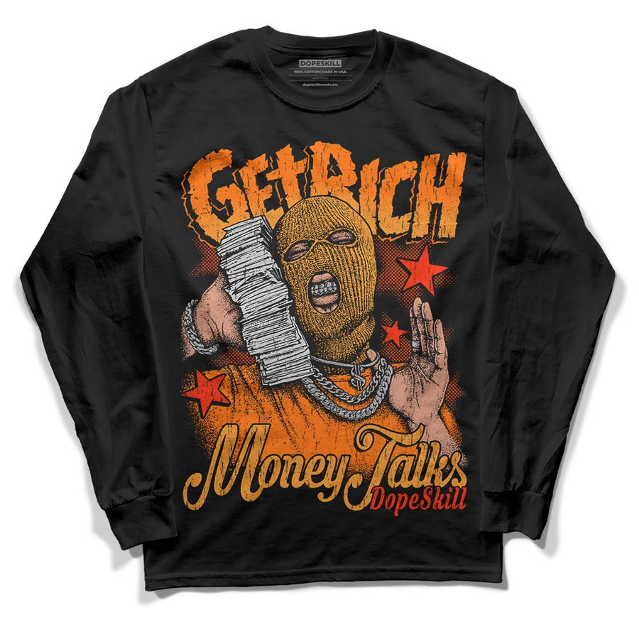Orange Black White DopeSkill Long Sleeve T-Shirt Get Rich Graphic