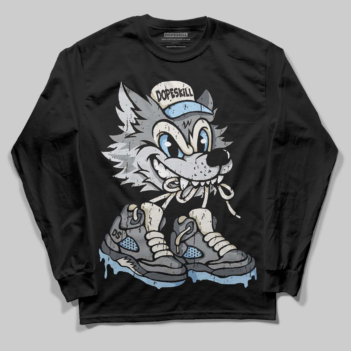Wolf Grey 5s DopeSkill Long Sleeve T-Shirt Wolf Grey 5s Graphic