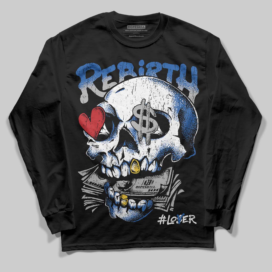 “True Blue” 3s DopeSkill Long Sleeve T-Shirt Rebirth Graphic