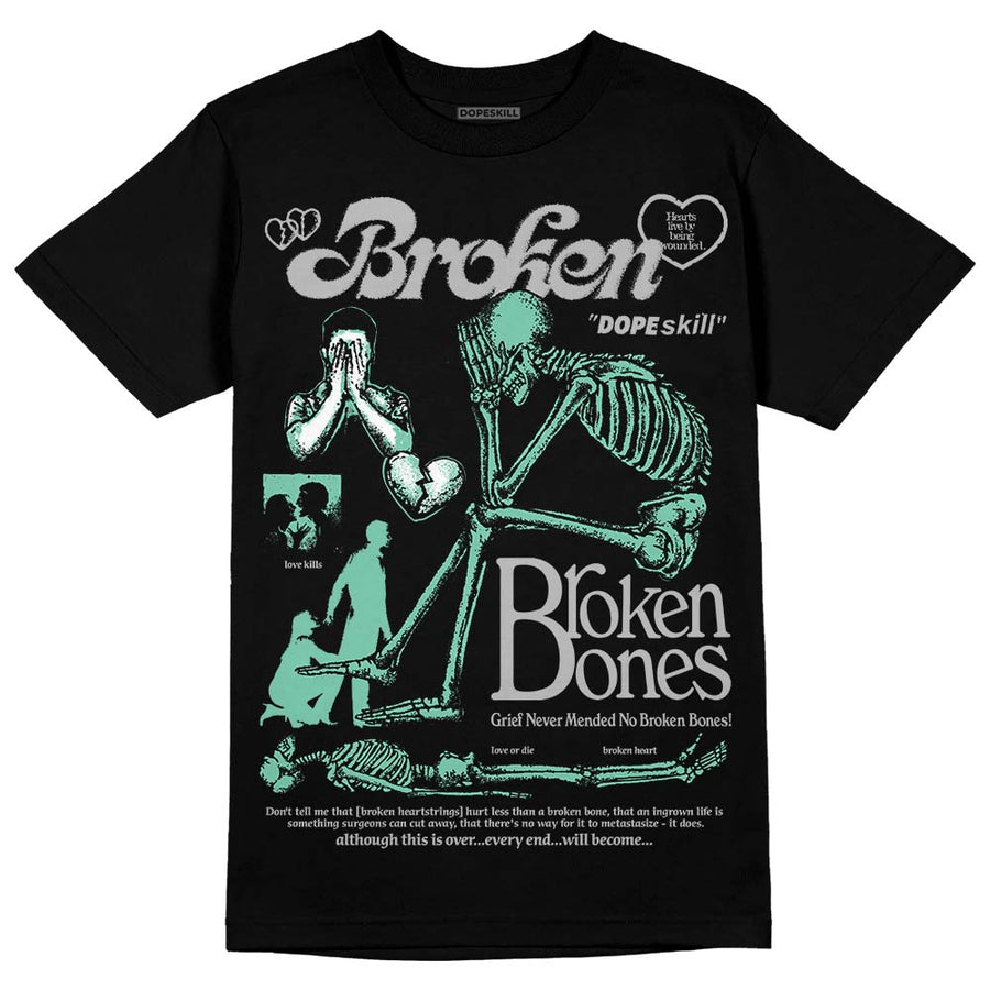 Green Glow 3s DopeSkill T-Shirt Broken Bones Graphic