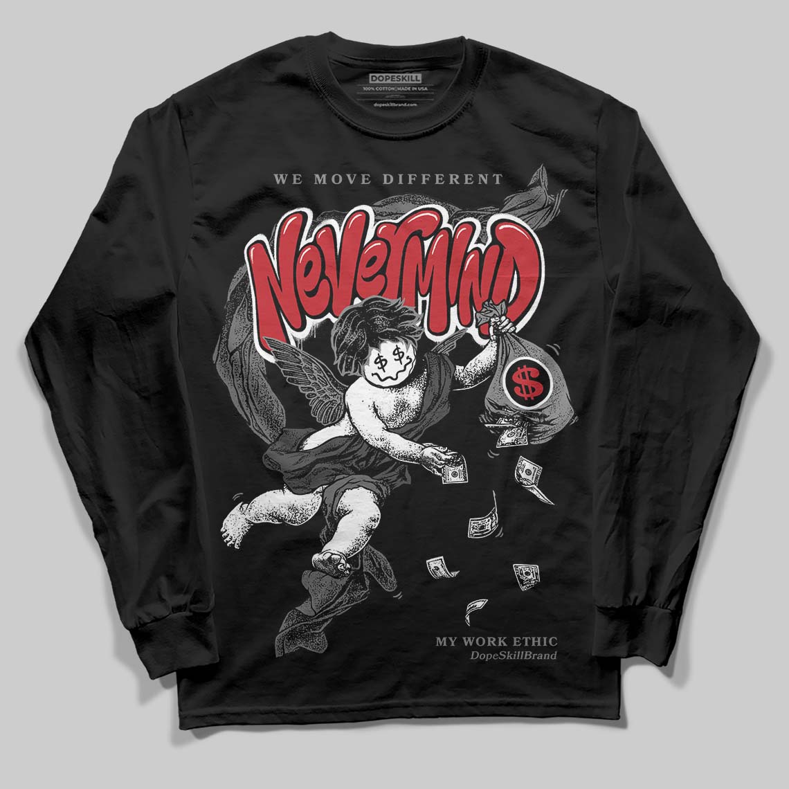 Black Cat 4s DopeSkill Long Sleeve T-Shirt Nevermind Graphic
