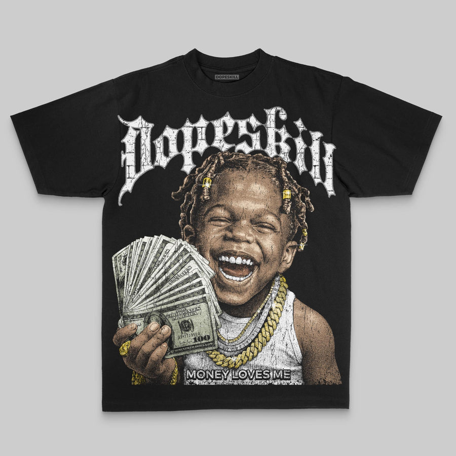 Black/White Oversize Print Money Loves Me DopeSkill Graphic T-shirt