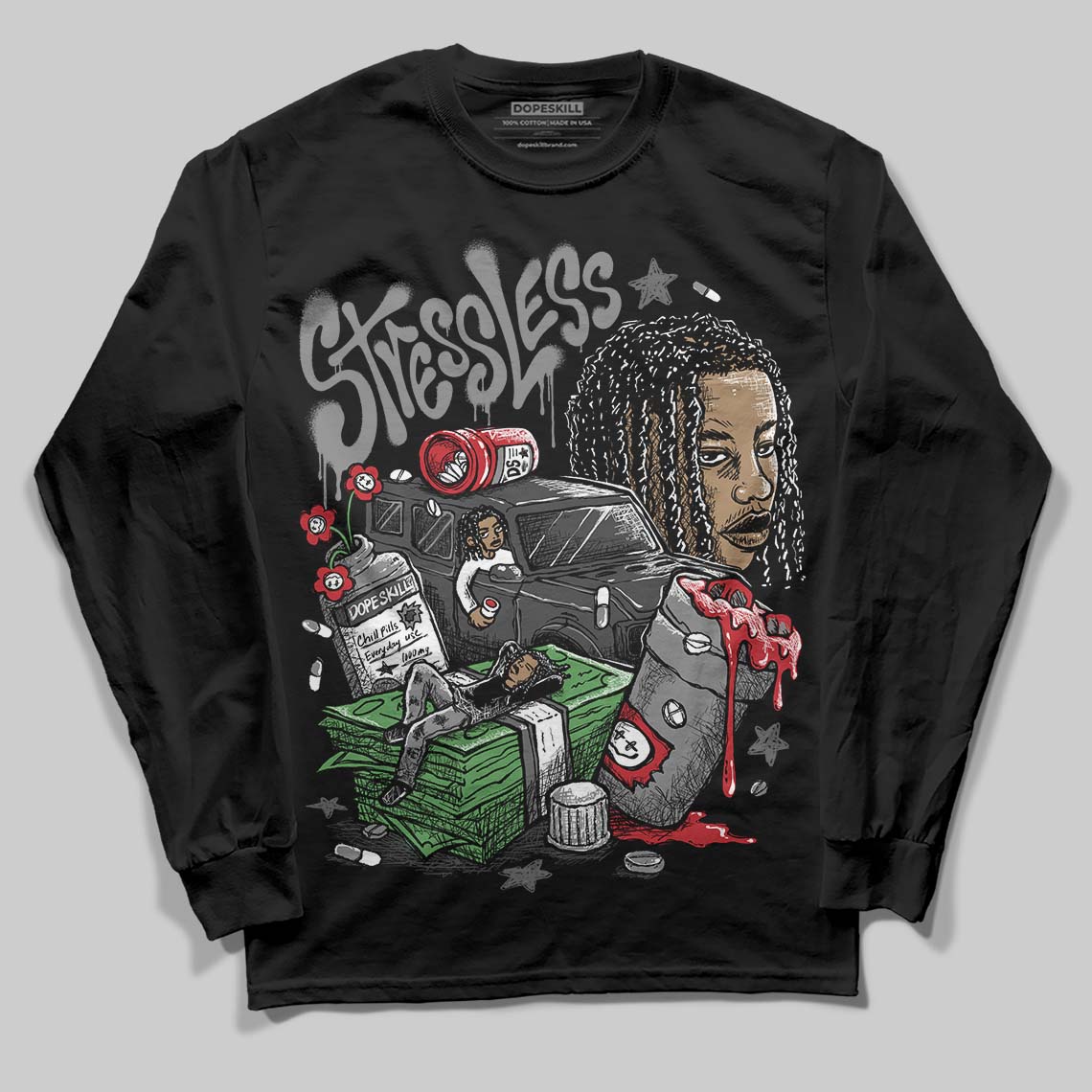 Black Cat 4s DopeSkill Long Sleeve T-Shirt Stressless Graphic