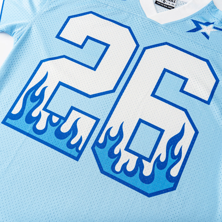 DopeSkill Oversized Jersey Streetwear Graphic Tee Cool V-Neck University Blue T-Shirt Fire 26 Graphic