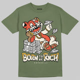 Medium Olive 3s DopeSkill T-Shirt Born To Be Rich Graphic