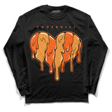 Brilliant Orange 12s DopeSkill Long Sleeve T-Shirt Slime Drip Heart Graphic