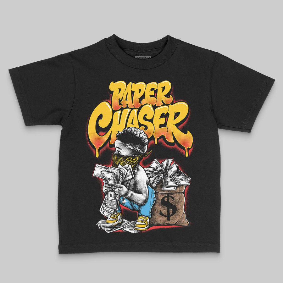 Yellow 'Paper Chaser Boy' DopeSkill Graphic Toddler Kids T-shirt