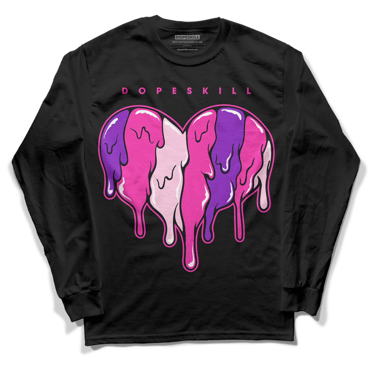 Pink Collection DopeSkill Long Sleeve T-Shirt Slime Drip Heart Graphic