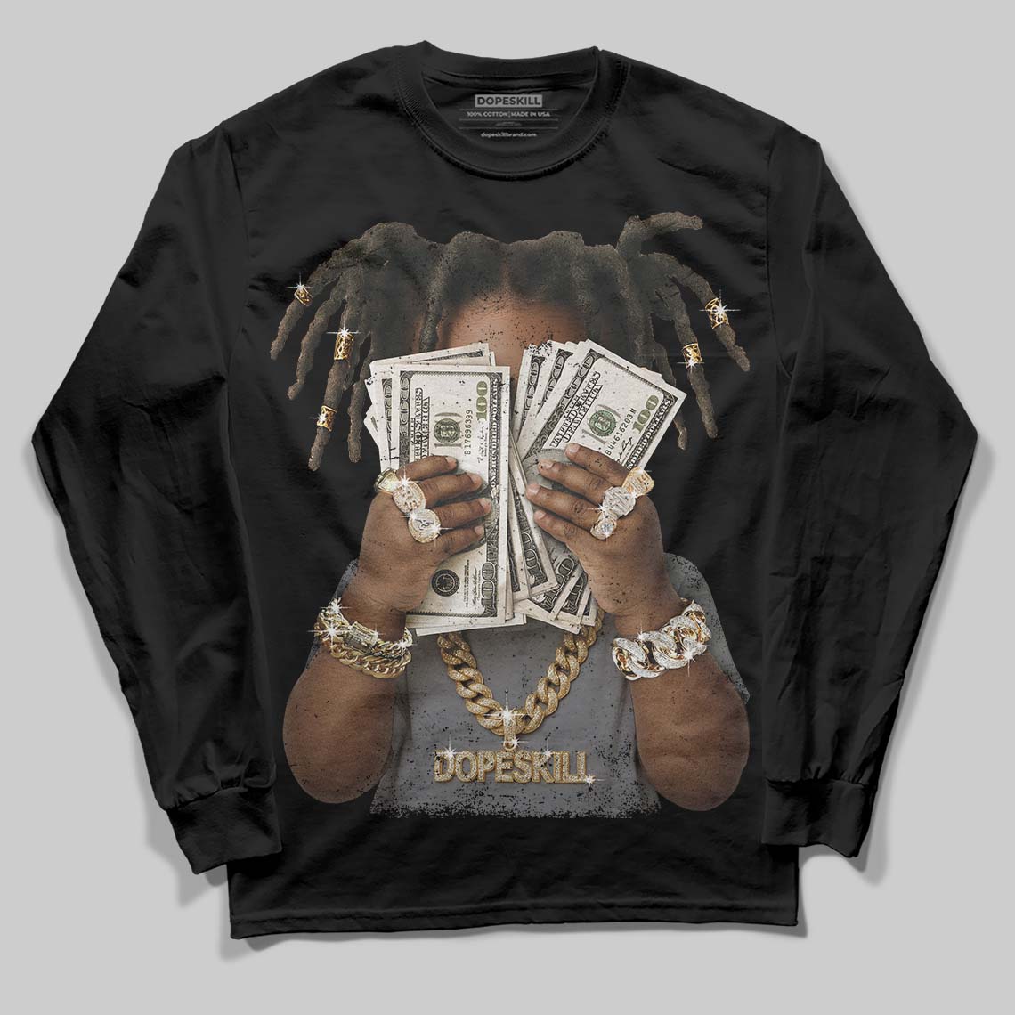 Flint Grey 9s DopeSkill Long Sleeve T-Shirt Rich Youth Graphic