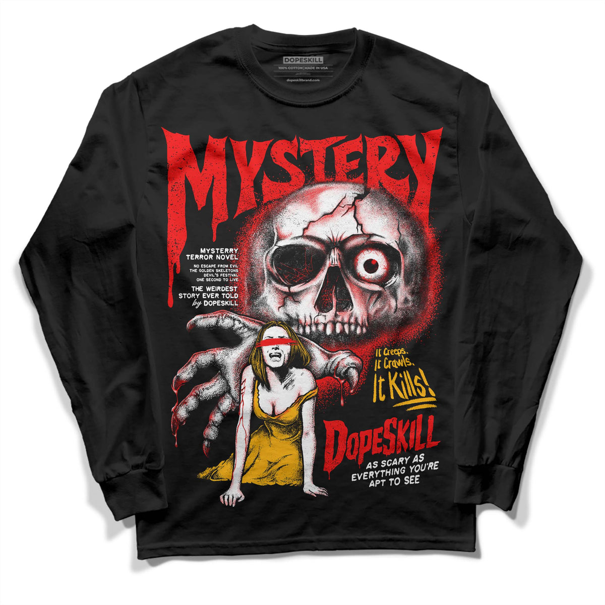 Red Collection DopeSkill Long Sleeve T-Shirt Mystery Ghostly Grasp Graphic