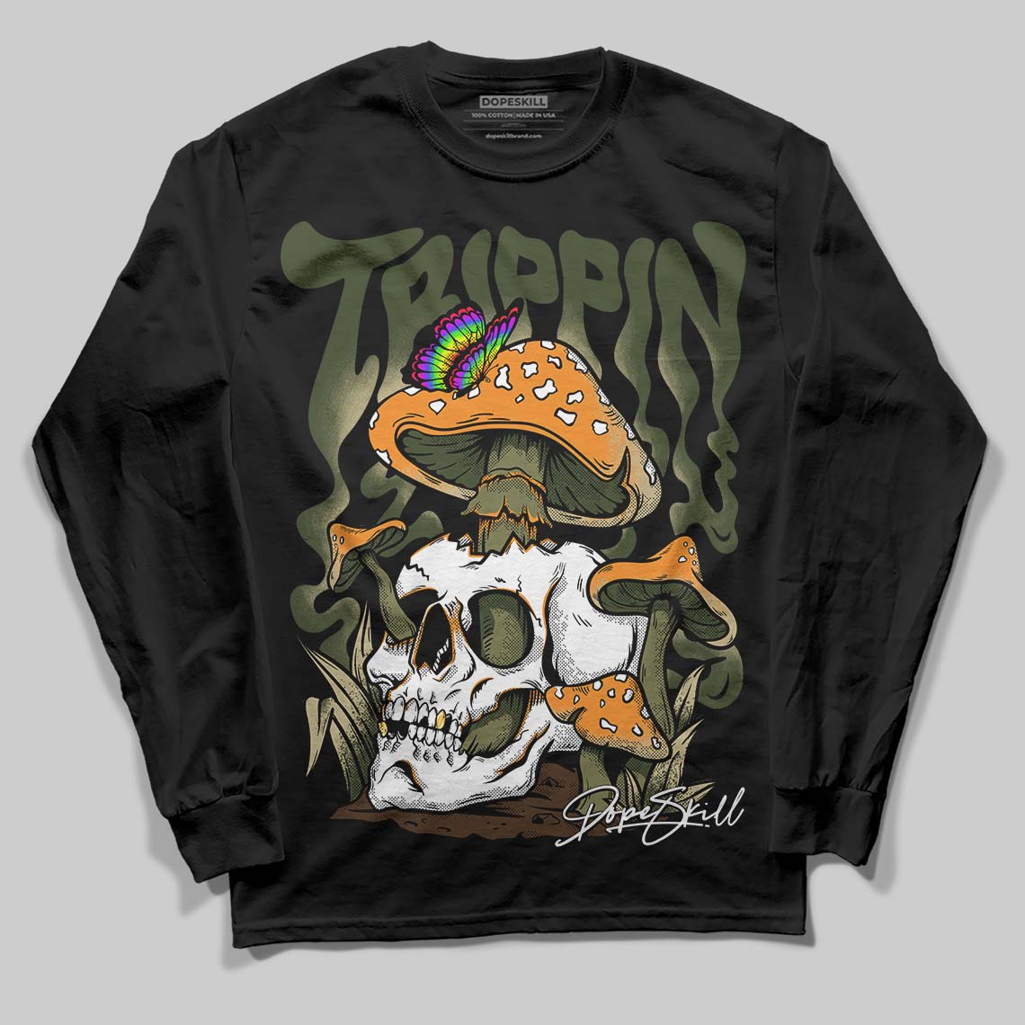 Olive Collection DopeSkill Long Sleeve T-Shirt Trippin Graphic