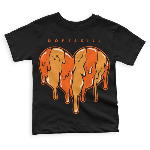 Brilliant Orange 12s DopeSkill Toddler Kids T-shirt Slime Drip Heart Graphic