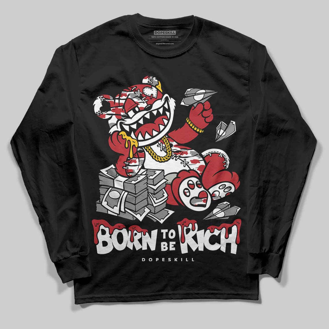 Bugs Bunny 8s DopeSkill Long Sleeve T-Shirt Born To Be Rich Graphic