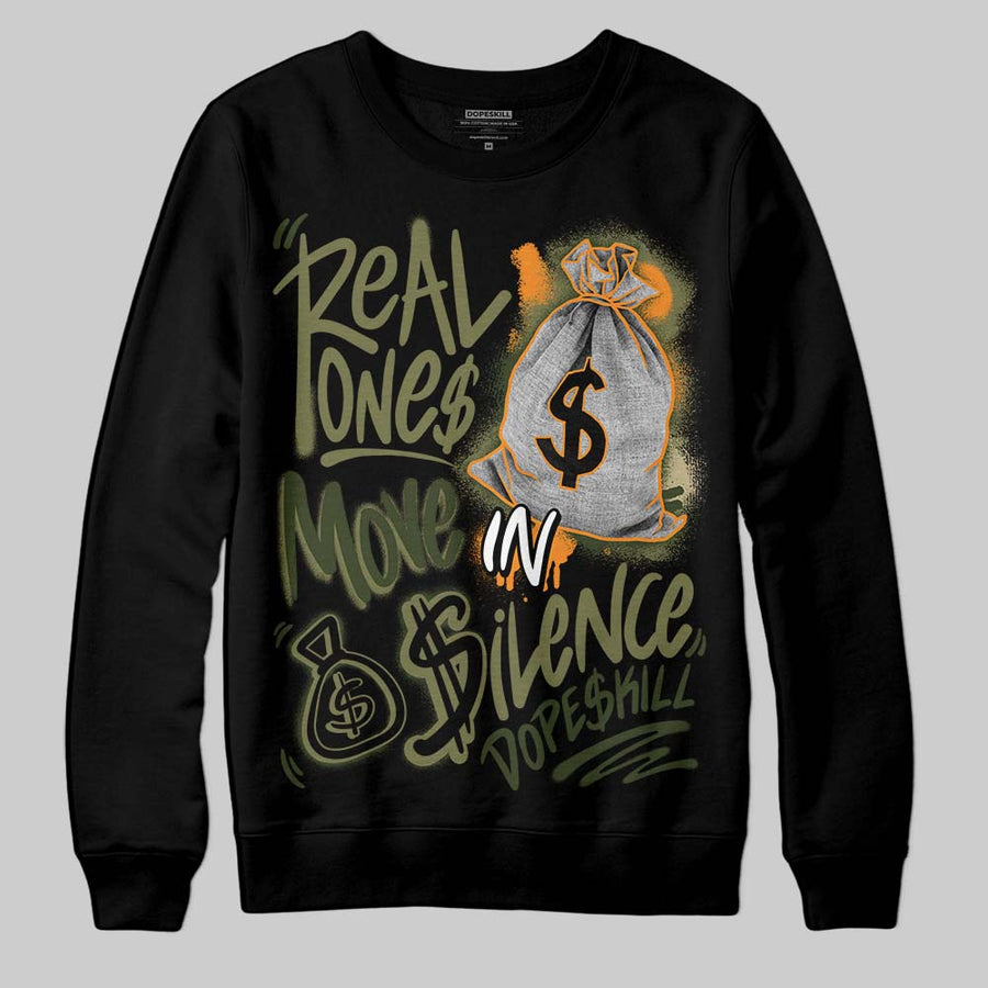 Olive Collection DopeSkill Sweatshirt Real Ones Move In Silence Graphic