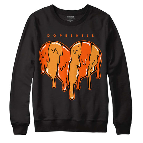 Brilliant Orange 12s DopeSkill Sweatshirt Slime Drip Heart Graphic
