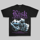 Purple Oversize Print 'Risk Is Better Than Regret' DopeSkill Graphic T-shirt