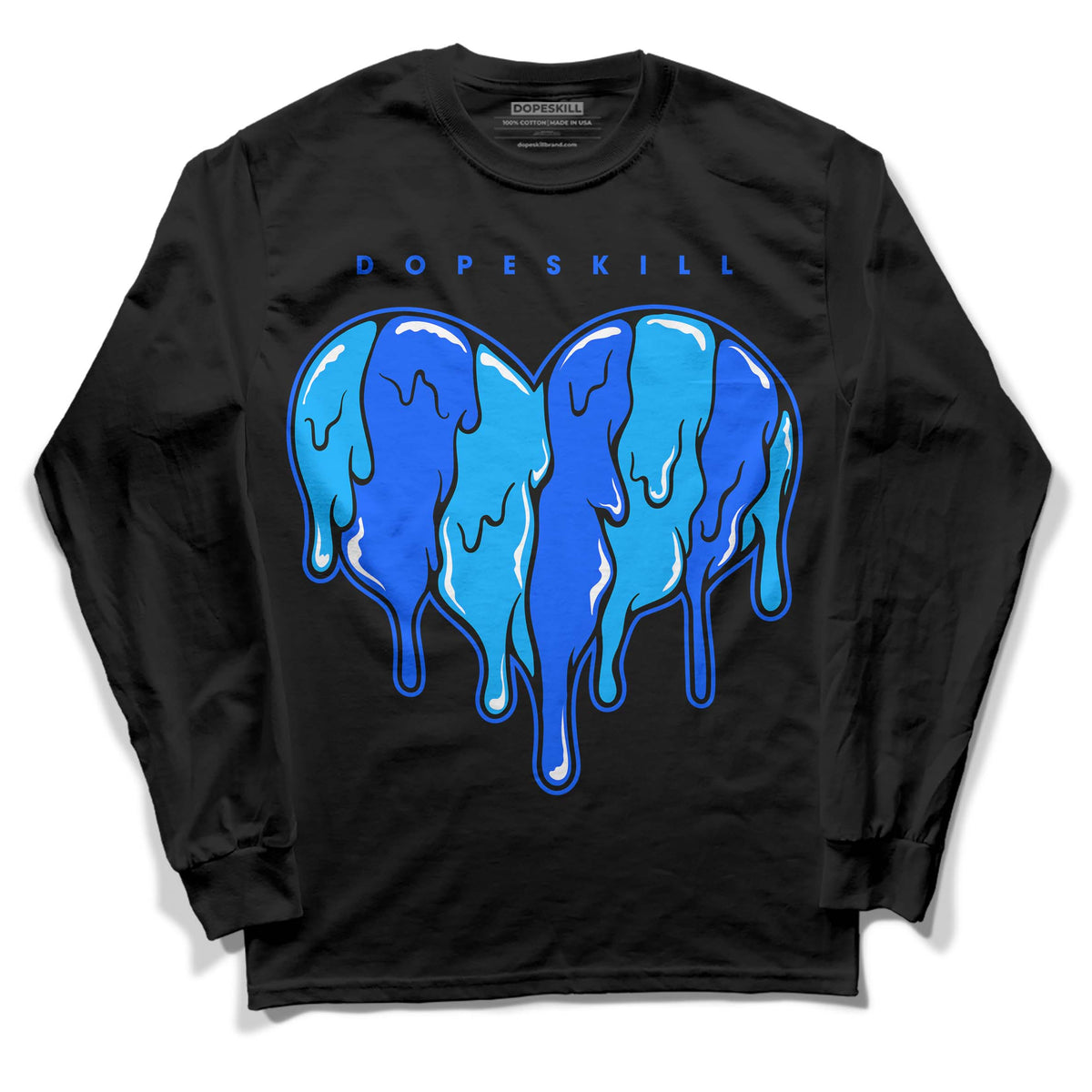 Royal Blue Collection DopeSkill Long Sleeve T-Shirt Slime Drip Heart Graphic
